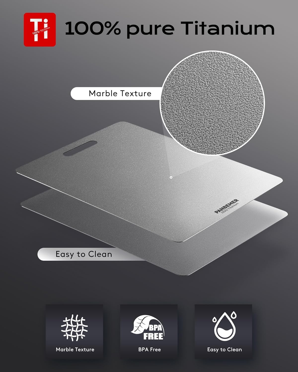 🛡️ Titanium Cutting Board for Kitchen – 100% Food-Grade Pure Titanium Chopping Board | Non-Toxic, Double-Sided, Ultra Durable & Dishwasher Safe