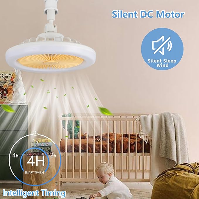 LED Multi-Function Ceiling Fan Light – Dimmable 3 Color Modes with Remote | E26 Socket Fan