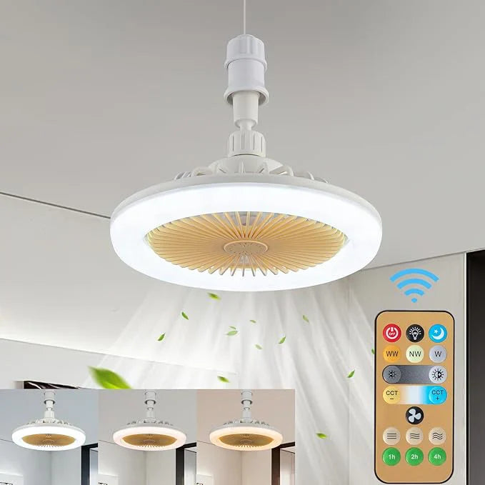 LED Multi-Function Ceiling Fan Light – Dimmable 3 Color Modes with Remote | E26 Socket Fan