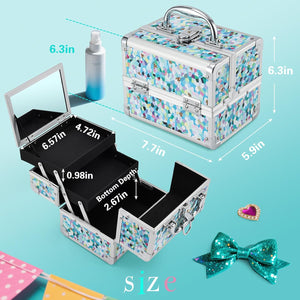 Blue Floral Makeup Case 30 Days Replacement Warranty