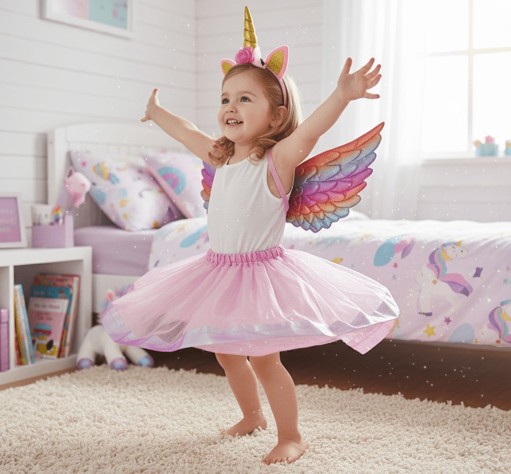 Girls Pink Unicorn Fairy Costume 30 Days Replacement Warranty